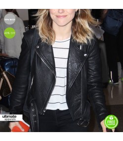 Sophia Bush Los Angeles Airport Black Leather Jacket